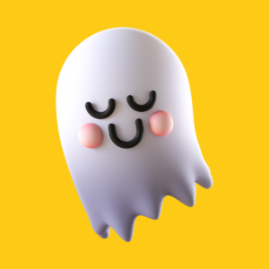 fantasmino sorridente in 3d per simboleggiare la personalità introversa